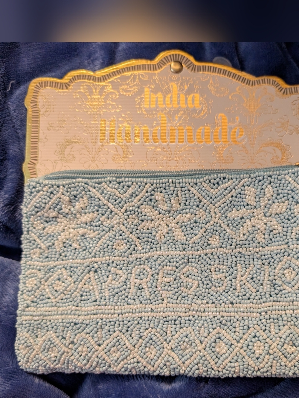 New Viral Lt Blue Apres Ski Beaded Pouch